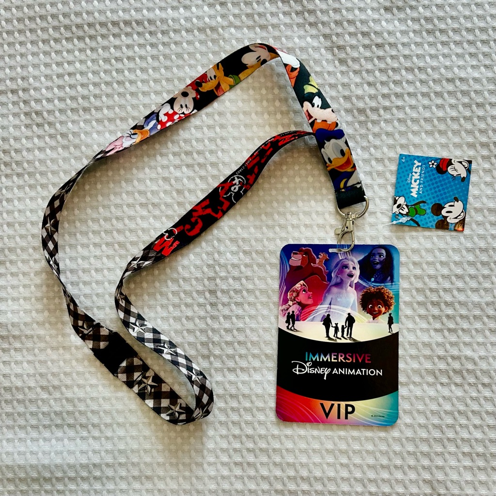 Disney Accessories | Disney Animation Las Vegas Immersive Vip Badge With Character Lanyard | Color: Black/Red | Size: Osg
