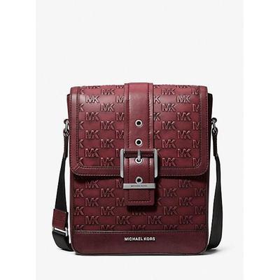 Mk Colby Logo Embossed Burnished Leather Messenger Bag
