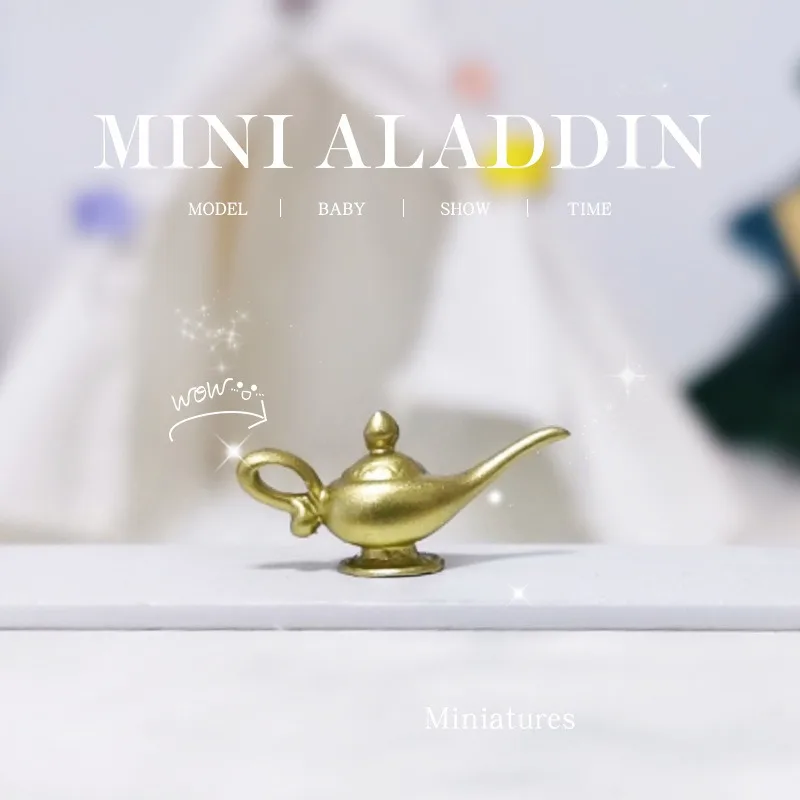 Aladdin lampe magique Mini théière en or ornement Miniature jouet scène modèle maison de poupée accessoires