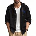 Per uomo Camicia Camicia di lino Camicia casual Camicia con Bottoni Camicia di cotone Albero di Cocco Vacanza Camicia hawaiana Nero Bianco Azzurro cielo Cachi Manica Lunga Con Cappuccio Primavera