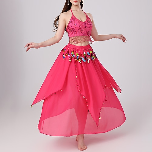 Danza del Ventre Gonne Nappa Colore puro Giunzione Per donna Performance Allenamento Senza Maniche Alto Poliestere