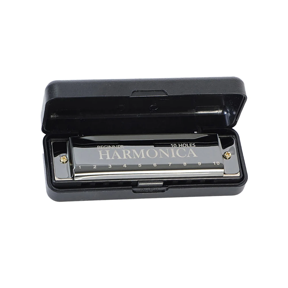 10 Hole Harmonica Key C Blues Harp Mouth Organ Phosphor Bronze Case Diatonic Beginner Harmonica Kit for Kids