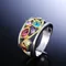 2025 Two Tone Colorful Stone Hot Sale Women Finger Ring Birthday Anniversary Gift Rings Hollowed Design Fashion Female Jewelry