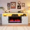 Farmhouse TV Stand with 36" Fireplace for 80" TV, 70" Entertainment Center with Barn Doors and LED Light, Tall Fireplace TV