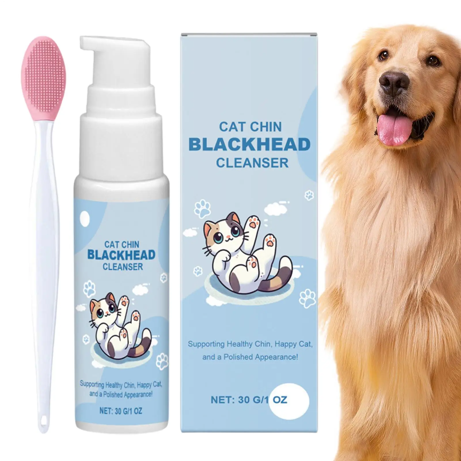 30g Pet Black Head Remover Kinn Haar Gesundheit Reiniger mit Pinsel Pflege liefert Tiefenreinigungslösung für Hunde und Katzen Image
