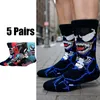 5 Paar neue Anime-Männersocken Marvel Venom Spider Man lange Socken kniehohe Paare Cosplay-Socken Hip Hop lustige Socken Größe 36-44