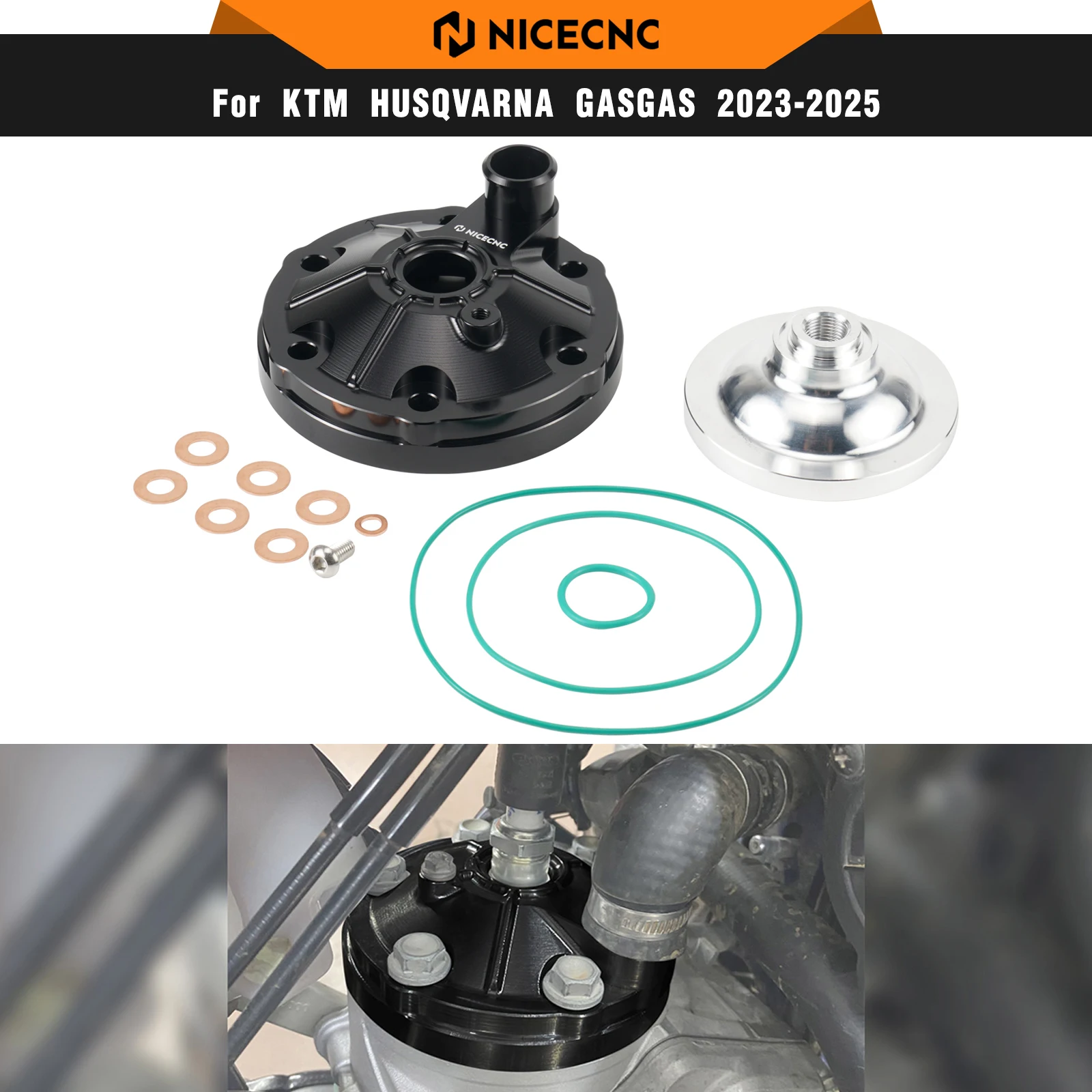 NICECNC Für KTM EXC 300 XCW 300 Husqvarna TE300 GasGas EC 300 2024 2025 Motorrad Aluminium Zylinderkopf Top End Abdeckung Schutz Image