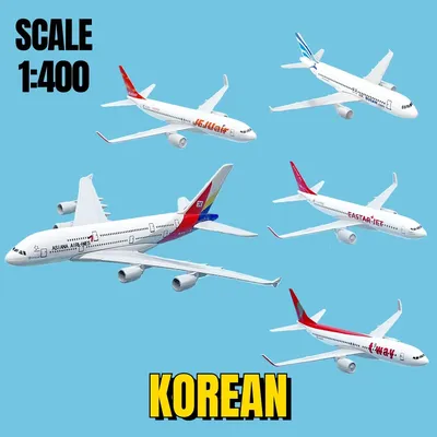 1:400 Korean A380 A320 B737 Metal Replica 16cm Scale Airlines Boeing AIrbus Aircraft Model Miniature for Aviation Enthusiasts