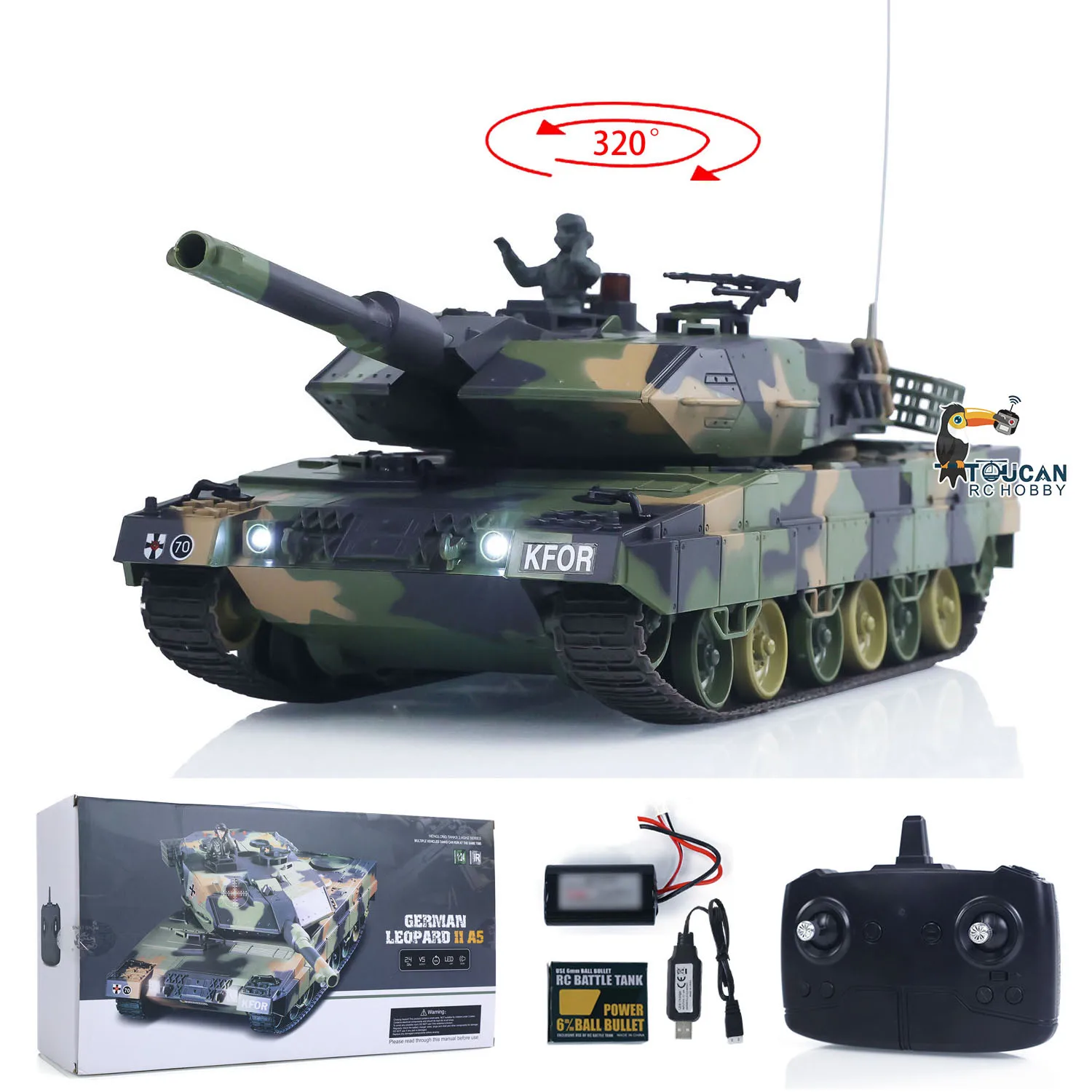 Heng Long 3809 1/24 Mini RC Carro Armato Leopard2A5 Modello di Carro Armato di Battaglia di Controllo Remoto BB A Infrarossi Battaglia Panzer Veicolo Modello di Auto Giocattolo