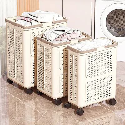 Foldable Laundry Basket,3 Sizes, Large Capacity Rolling Mobile with Wheels,Ideal for Toys/Sports Gear/Laundry Storage Organizer