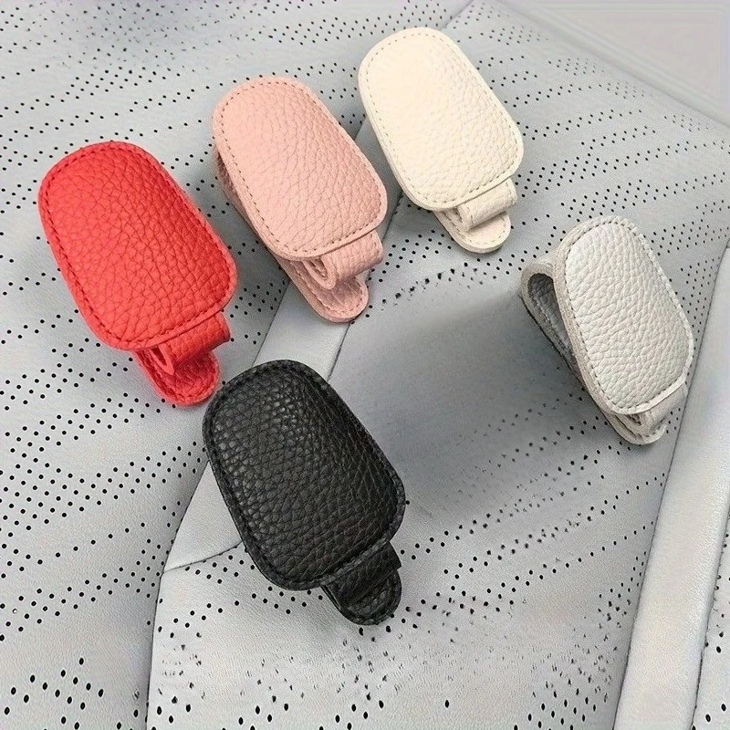 1pc Car Sunshade Fashion Glasses Frame Clip-PU Leather,Secure Magnetic Closure,Scratch Free Design,Easy One Hand Operation