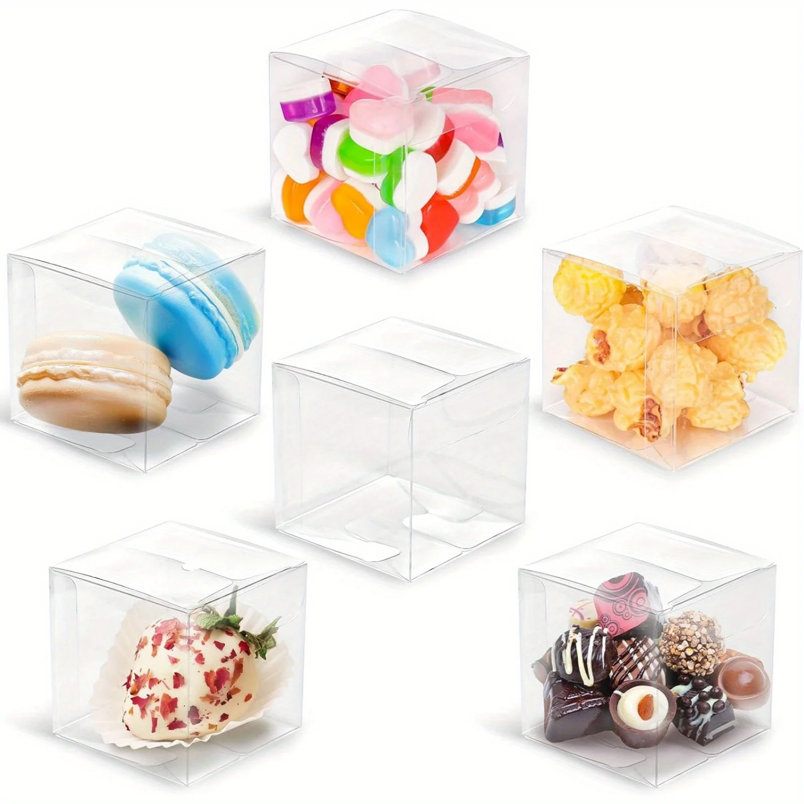 10 Stück transparente kleine Geschenkboxen, 1,96 x 1,96 x 1,96 Zoll Würfelverpackung, faltbare PVC-Kunststoff-Geschenkboxen für Partygeschenke Image