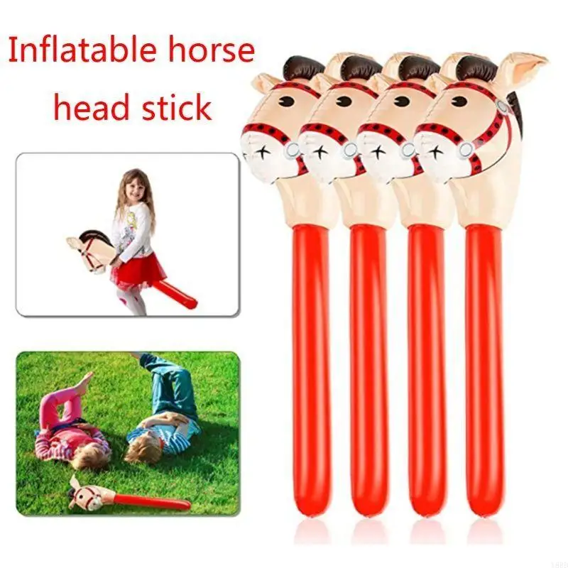 Y88D Inflatable Horse Heads Cowgirl PVC Balloon Outdoor Educational for Children Baby Birthday Gifts