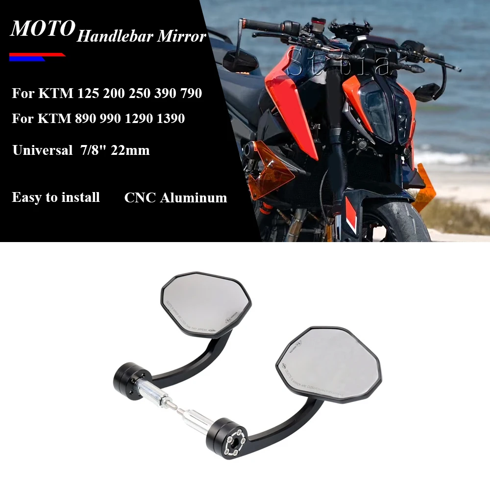 For KTM DUKE 125 200 250 390 690 790 890 1290 1390 Super Duke R Motorcycle Bar End Mirror 7/8" 22mm Handlebar Rearview Mirror