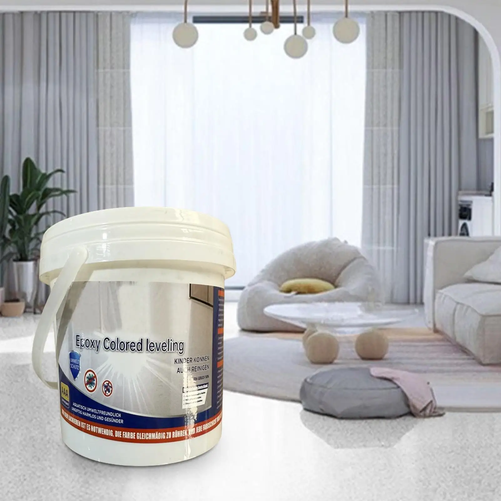 Epoxid-Bodenbeschichtung mit Hochglanzmarmor-Effekt, Marmor-Garagenfarbe, wasserfeste Bodenfarbe, wasserfeste Epoxidbeschichtung auf Wasserbasis Image