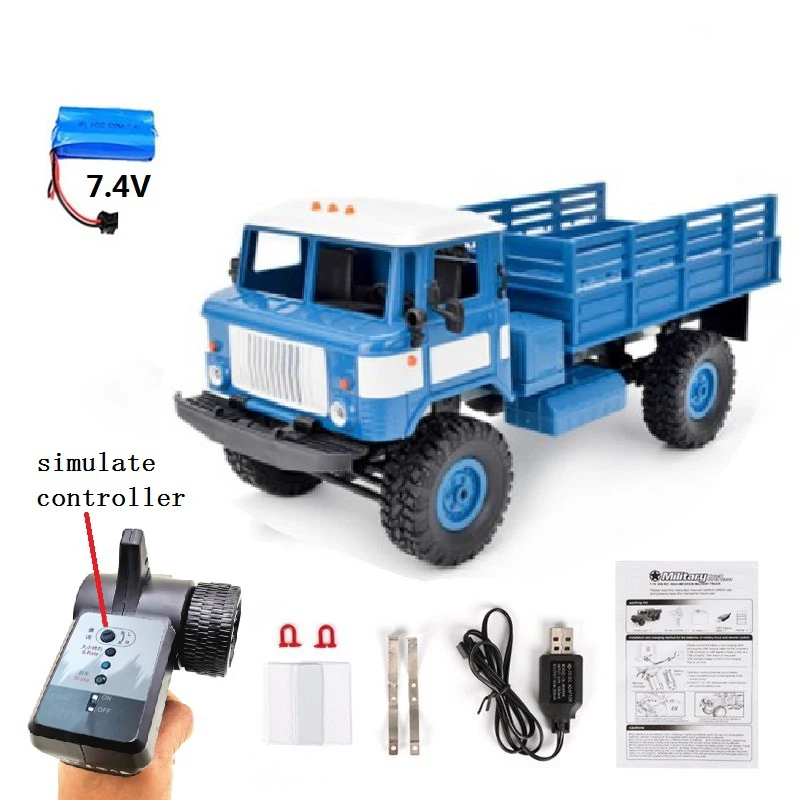 WPL B24 GAZ-66 Remote Control Military Truck Off-Road 4WD RC Car 4 Wheel Hobby Fun Buggy Drive Climb Vehicle Gift Toy for Adult