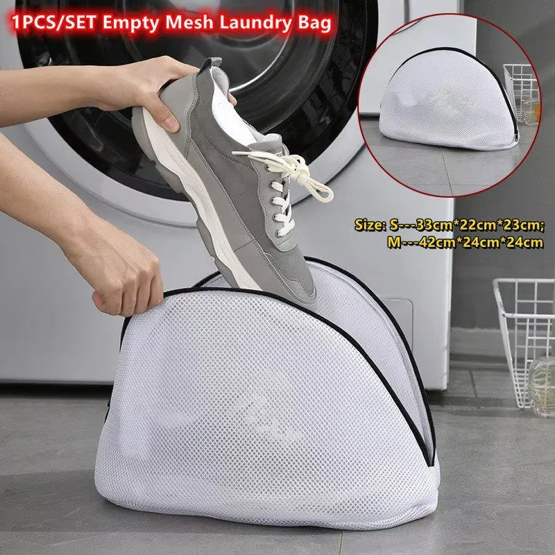 1PC Mesh Laundry Bag with Zipper - Shoe & Clothes Washing Organizer, Delicates Wash Bag, Travel & Storage