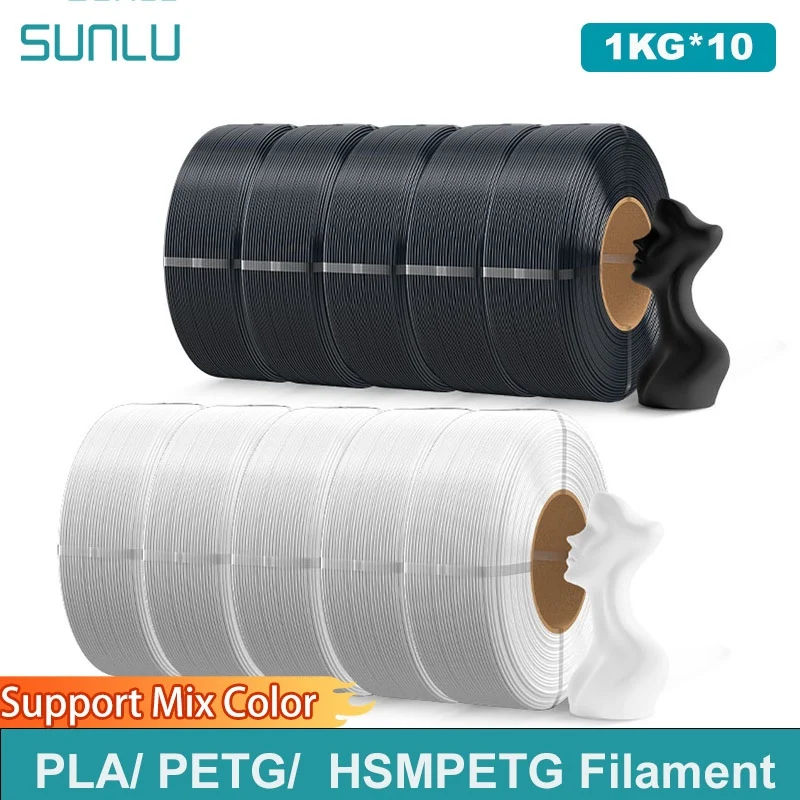 SUNLU 10 kg PLA/PETG/ Hochgeschwindigkeits-Matt-PETG-Filament 1,75 mm 1 kg ohne Tablett 3D-Drucker-Filament für 3D-Drucker, Refll-Filament Image
