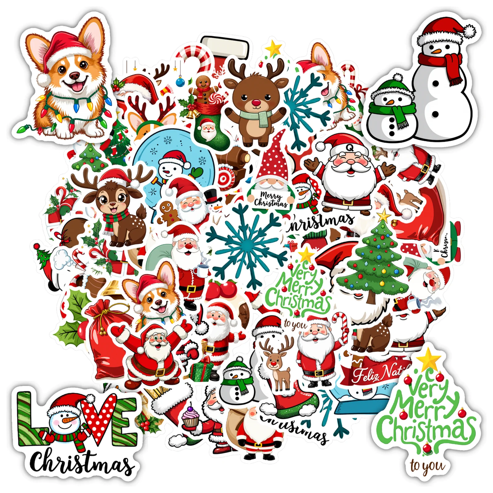 35 Stück wasserdichte Weihnachtsaufkleber, festliche Aufkleber, Briefpapier, lustige Kinderaufkleber für Gepäck, Laptops, Koffer, Partybevorzugung, Dekoration Image
