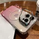 Custodia magnetica Magsafe trasparente sfumata di lusso per iPhone 17 16 15 14 Plus 13 12 11Pro Max Custodia per telefono con supporto per obiettivo pieghevole in metallo