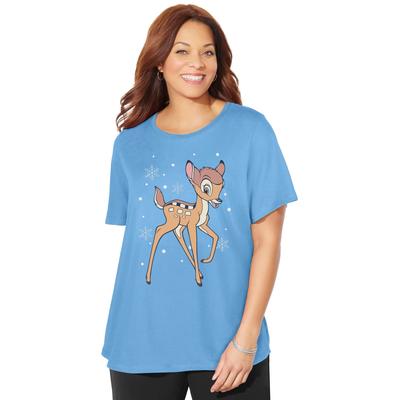 Plus Size Women's Disney Bambi Xmas Tee by Disney in Blue Santa Bambi (Size 1X)
