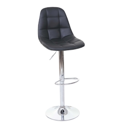 Proregal Barhocker gepolstert und höhenverstellbar mit Lehne | Sitzhöhe 61-81cm | Schwarz Kunstleder | Fuß chrom | Barstuhl Tresenhocker