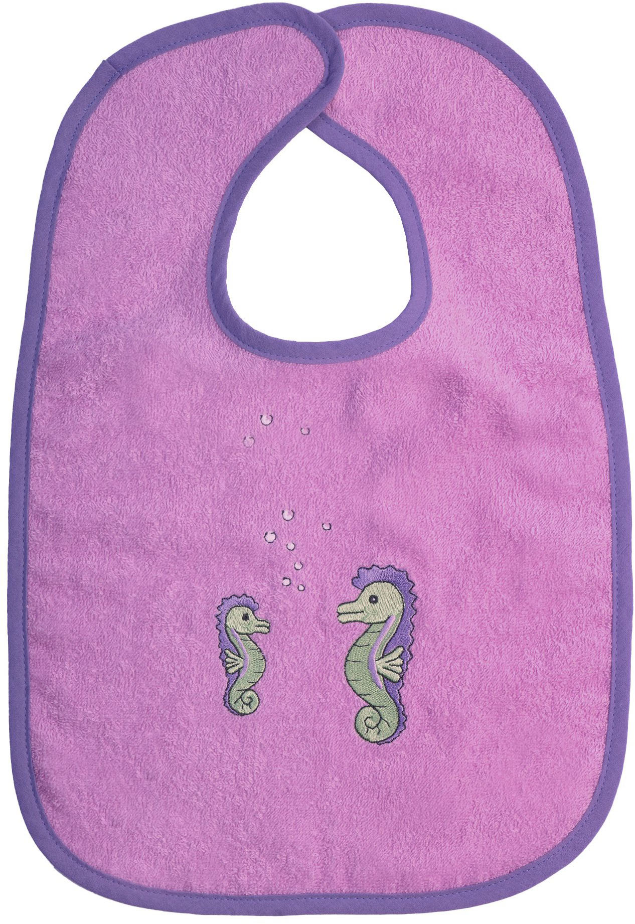 Lätzchen WÖRNER "Seepferdchen Klettlatz", Baby, lila (hellflieder), Baumwolle, Lätzchen, mit Klettverschluss, maschinenwaschbar, trocknergeeignet Image