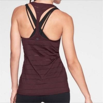 Athleta Tops | Athleta Striped Tank Top Racerback Athletic Workout Max Out Burnout Maroon Xs | Color: Purple | Size: Xs