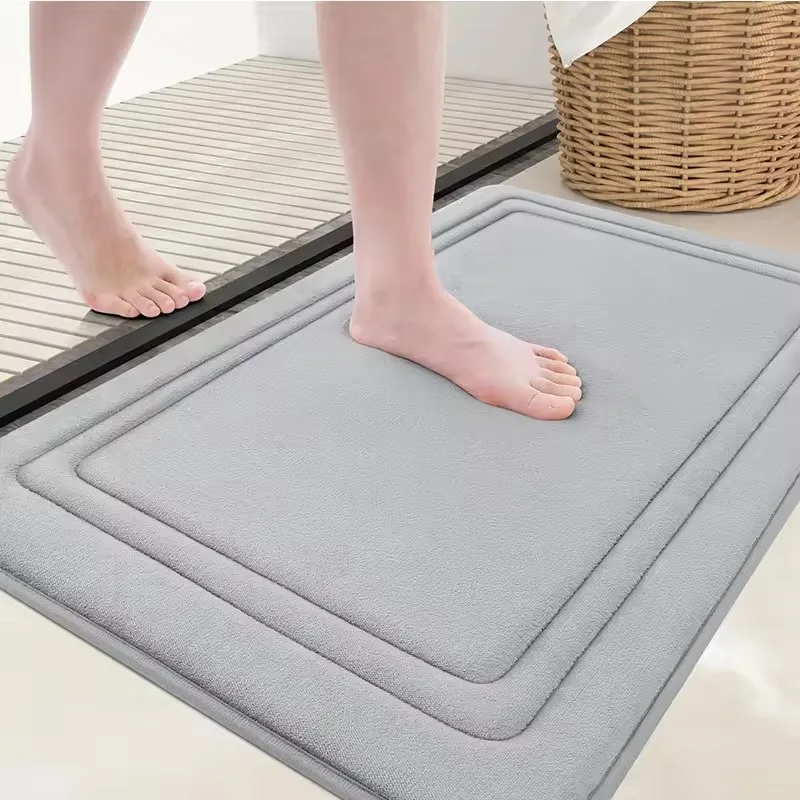 Tapis de bain en mousse à mémoire de forme pour salle de bain, Super absorbant, Ultra doux, antidérapant, lavable en Machine, confortable, pour sol de salle de bain