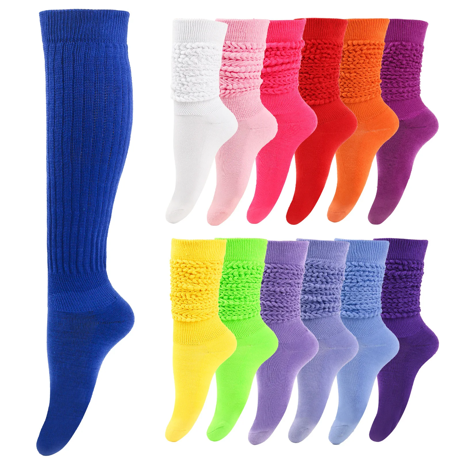 Kniehohe Slouch Socken Frauen Gestrickte Winter Herbst Warme Abnehmen Casual Blase Socken Schule Vielseitig Jk Stil Dame Reise socken Image