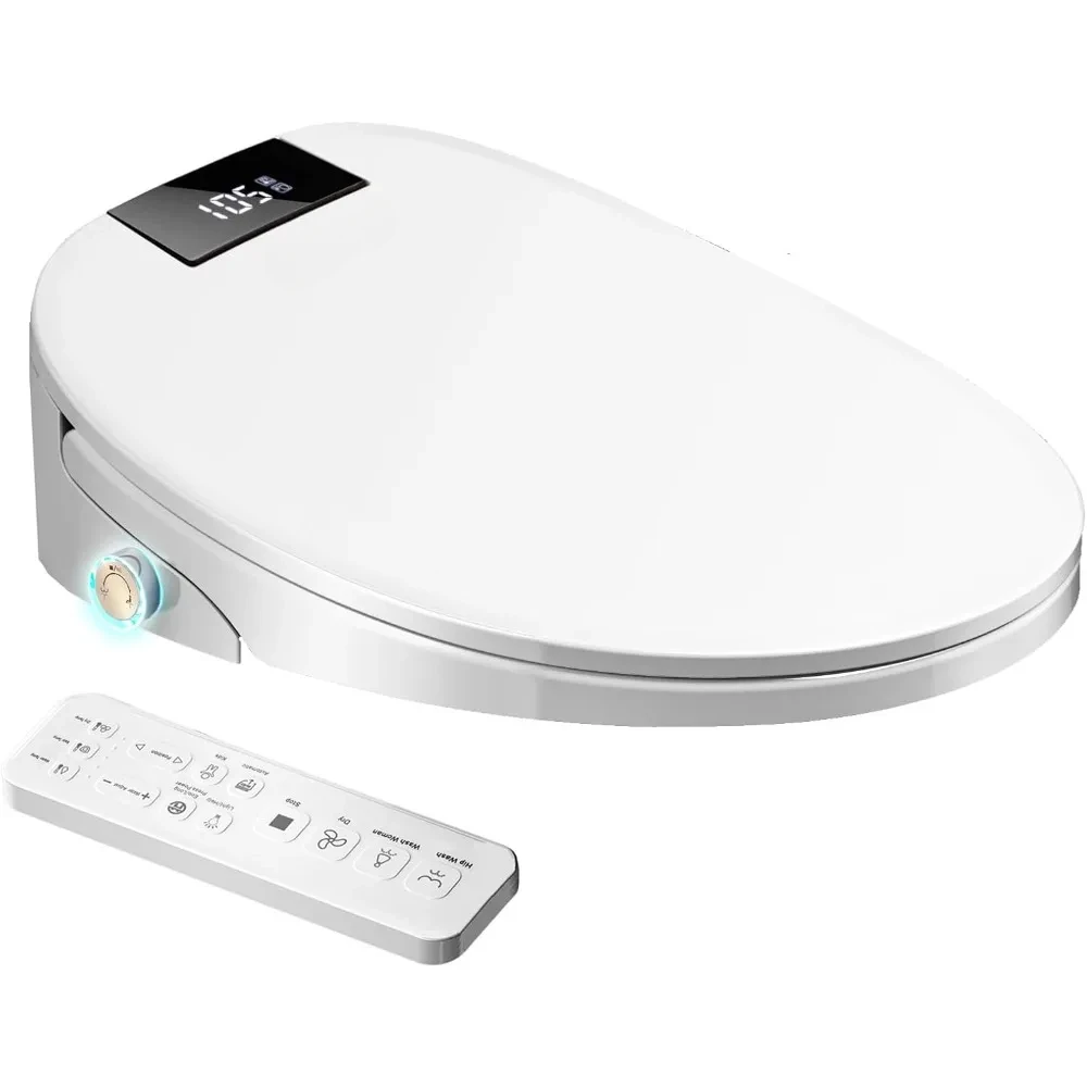 Intelligenter Bidet-Toilettensitz, rund, elektronisch beheiztes Bidet mit verstellbarem Warmlufttrockner, unbegrenztes Bidet mit warmem Wasser, Toilettensitz