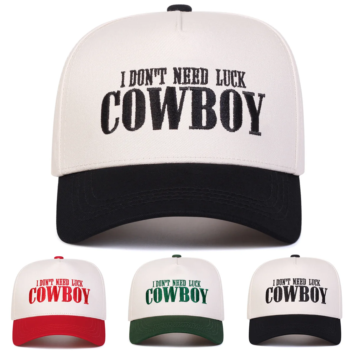 Unisex COWBOY Baseballkappen mit Buchstabenstickerei, verstellbare Freizeithüte, Frühlings- und Herbst-Sonnenschutzhut im Freien Image
