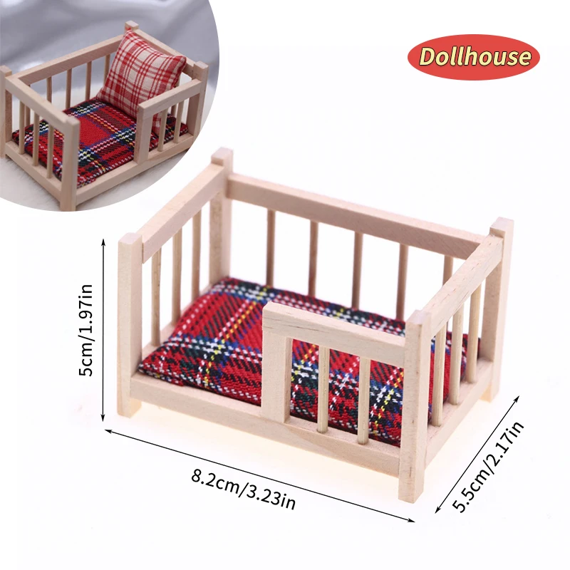 1Pcs 1:12 Puppenhaus Miniatur Baby Krippe Bett Babybett Möbel Modell Dekor Spielzeug Puppe Haus Zubehör