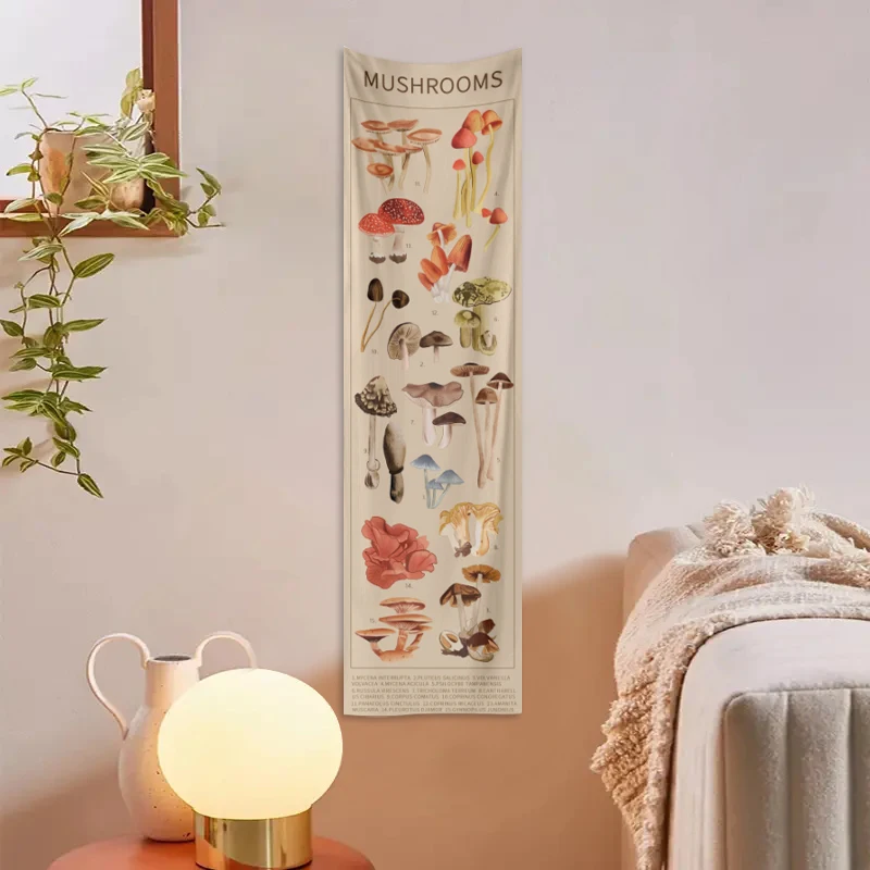 1pc Pilz teppich, Mondphase Blumen-und Pflanzen wandbehang, Schlafzimmer dekoration Wandbehang (ohne Zubehör) Image