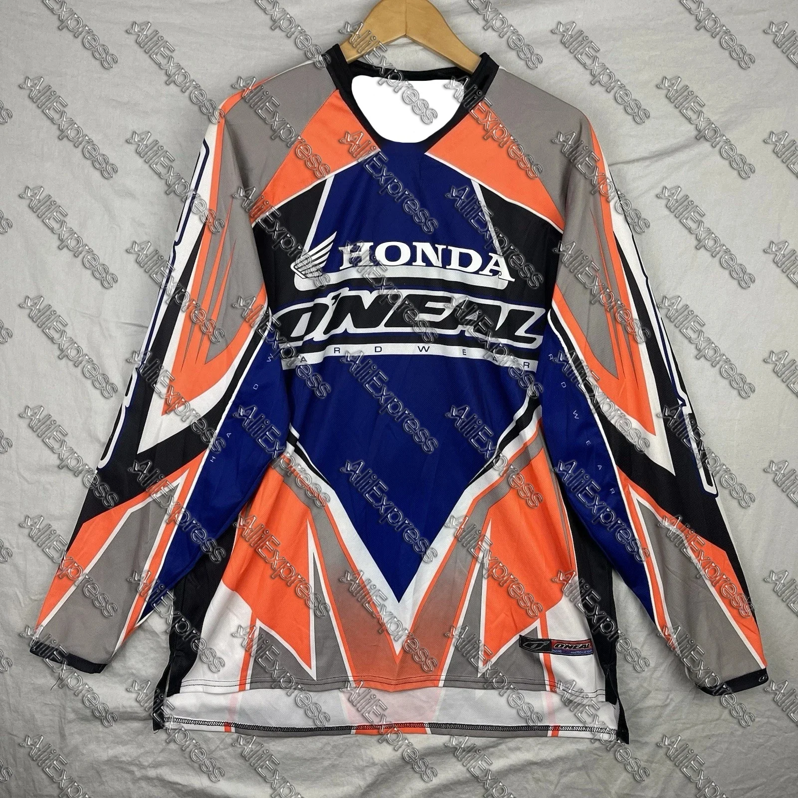 Honda Jersey Herren Langarm Orange Racing Motocross BMX Vintage Langarm T-Shirt Atmungsaktives Motocross-Trikot für Männer und Frauen