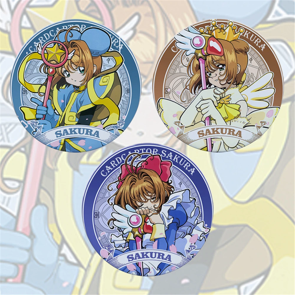 58mm Anime KINOMOTO Card Captor Sakura CCS Tomoyo Daidoji CERBERUS Li Meiling Cosplay KOSTÜM Abzeichen Pin SPTE Weißblech Brosche Image