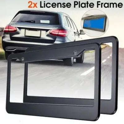 1/2pcs Universal License Plate Frame Stainless Steel American Car License Plate Frame with Screw Cover Auto Accessories