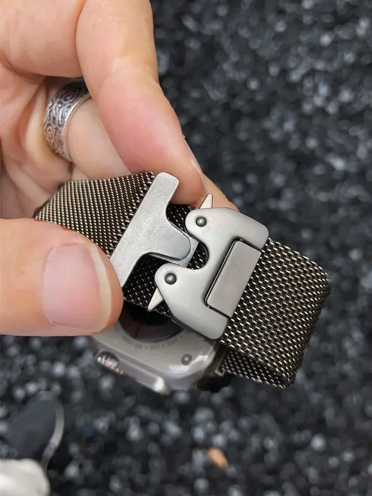 Titanbänder für Apple Watch Ultra 2 49 mm Serie 10 9 8 7 6 5 4 SE 46 mm 42 mm 41 mm 45 mm 44 mm 38–40 mm Milanese-Loop-Zubehör Image