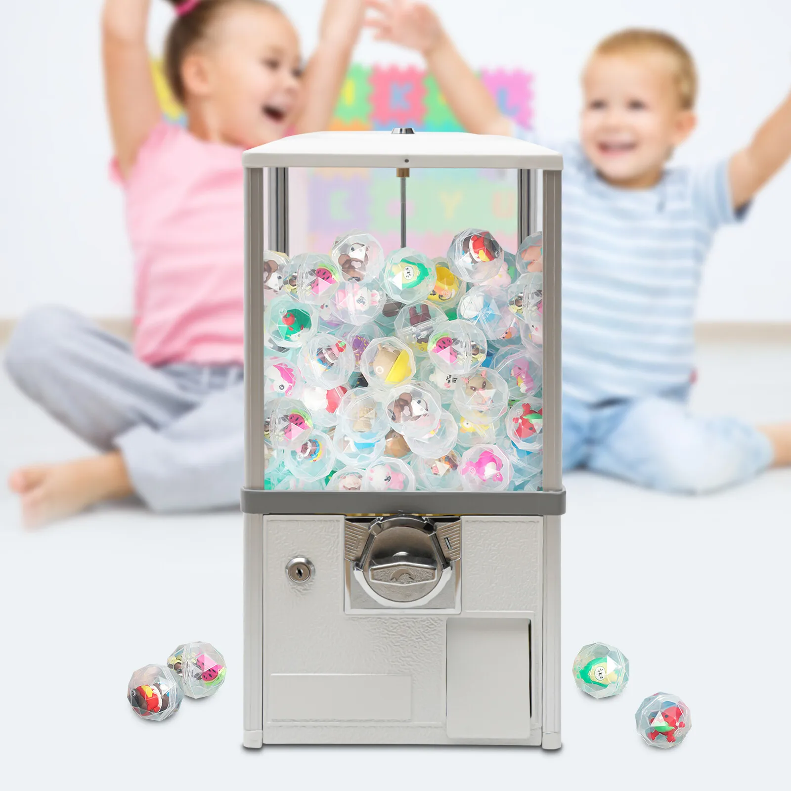 1.2-2.2 inch Gumball Vending Machine for Bulk Candy & Toy Capsules - Commercial Coin Operated, for Retail Stores