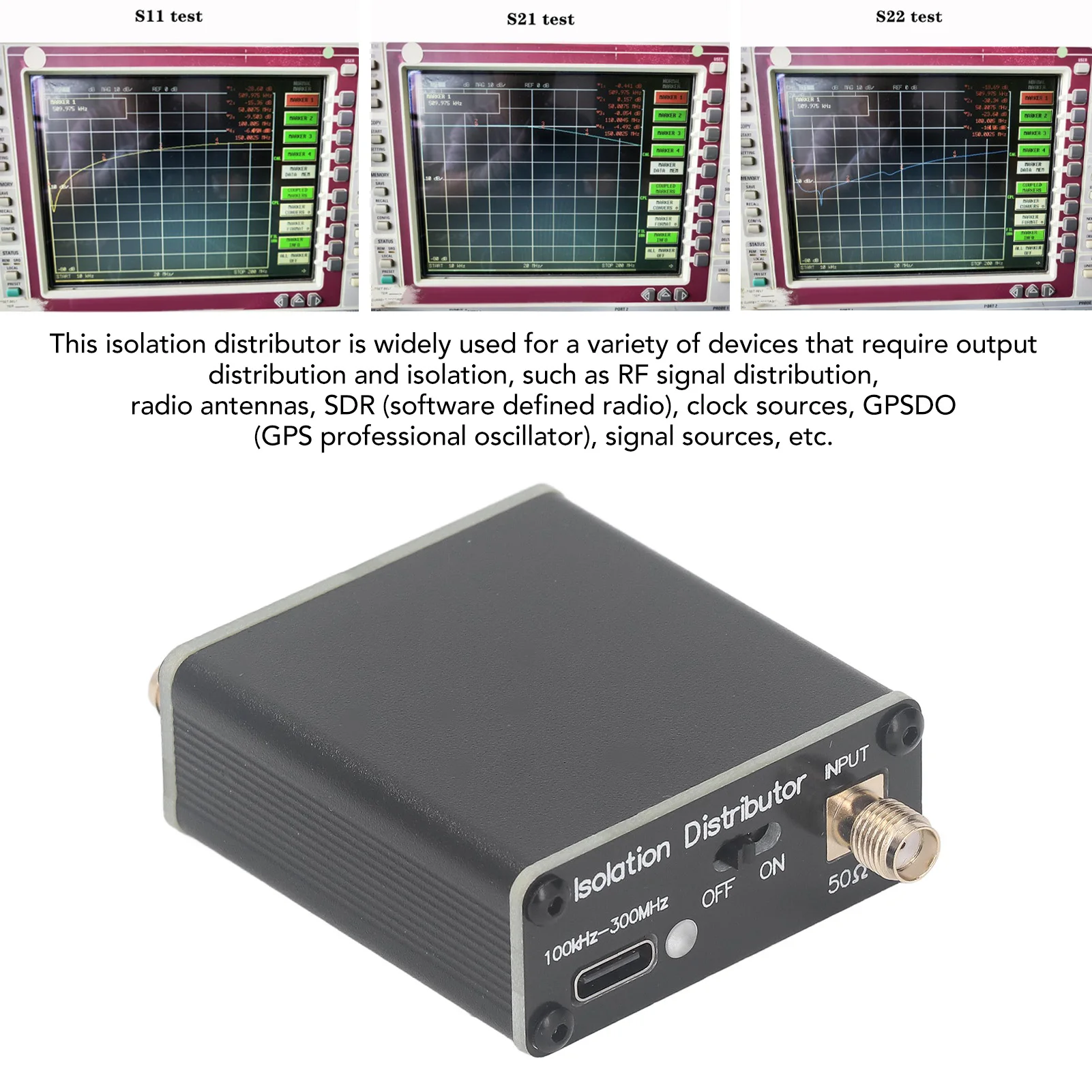 Aktiver HF-Isolation verteiler HF-Splitter für SDR GPSDO-Quelle 150 kHz bis MHz aktiver HF-Isolation splitter Image
