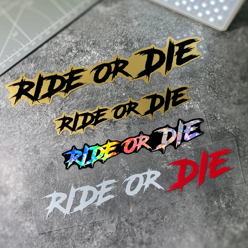 2PCS RIDE OR DIE Motorrad Aufkleber Wasserdicht für Motorrad Helm Kraftstoff Tank Auto Fenster DIY Fahrrad Universal Vinyl Aufkleber Image
