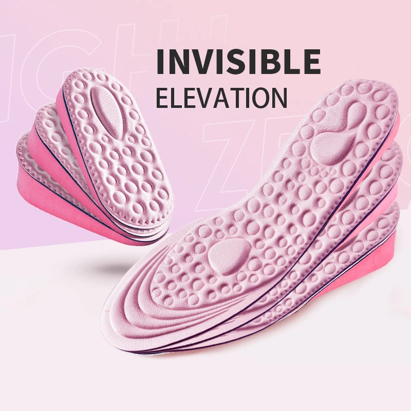 1 Paar rosa höhenvergrößerte Einlegesohlen für Damenschuhe, Innensohle, Schuheinlage, Lift-Absatz, Komfort, EVA-Einlegesohlen zur Erhöhung der Einlegesohlen