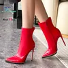 Größe 35–45, kurze Stiefel im französischen Stil für Damen, 12 cm, dünne Absätze, mit Strass umrandete Partyschuhe, 2025, neue spitze, elegante Stiefeletten