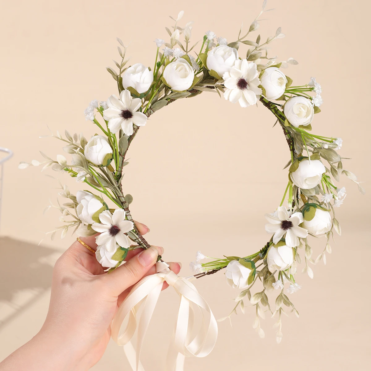 Waldstil Girlande Braut Super Fee Simulierter Schleierkraut Blumenkopfschmuck Kinderfoto Haarschmuck Stirnband Stirnband Reise Kopfbedeckung Zubehör Image
