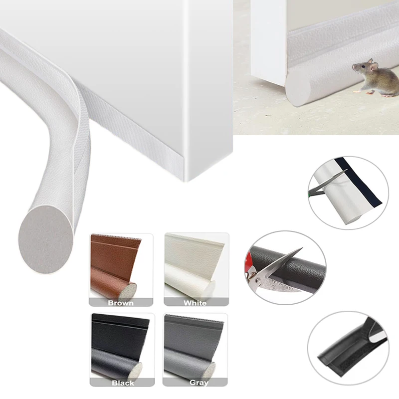 1 Stück verstellbarer Türbodendichtungsstreifen unter der Türlückenabdeckung, verdickt, schalldicht, winddicht, staubdicht, insektensicher, für Zuhause, Schlafzimmer Image
