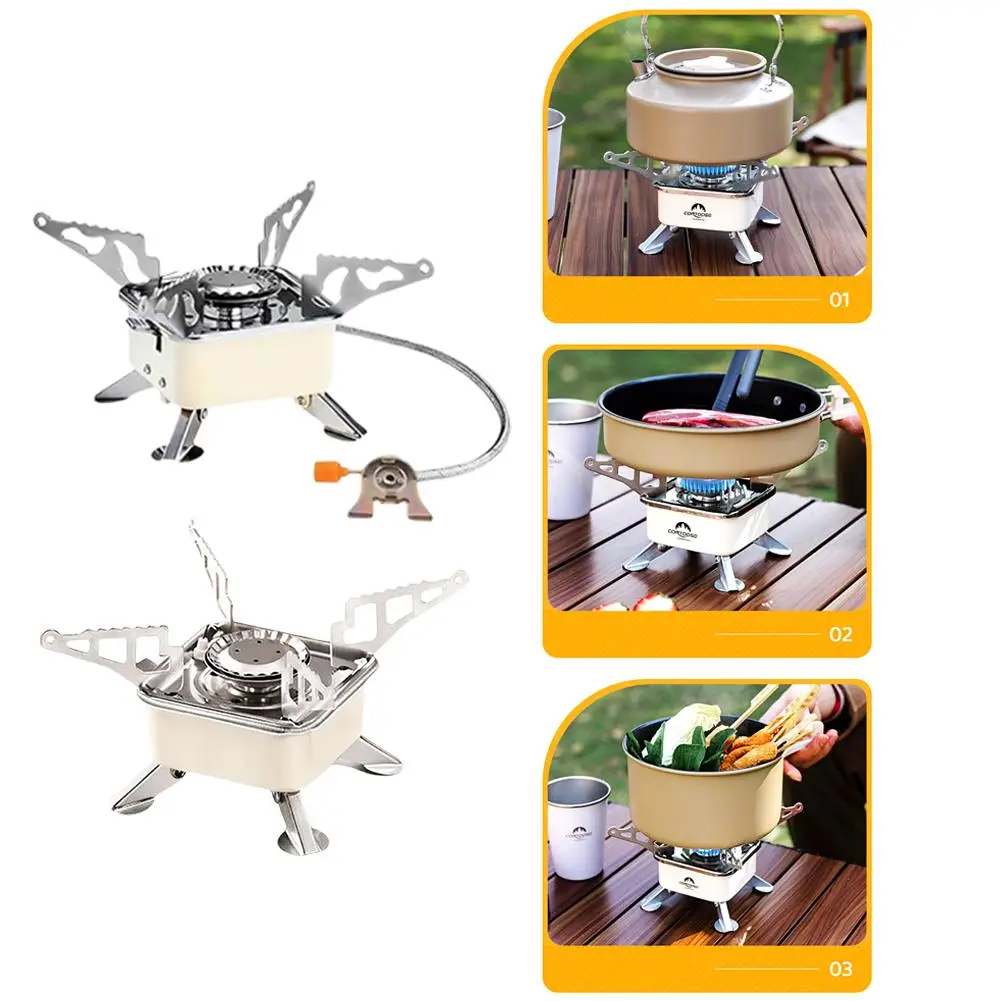 Tragbare Camping Herd Mini Heizung Gasherd Kochgeschirr Faltbare Outdoor Gas Brenner Grill Camping Ausrüstung Camping Ofen Image