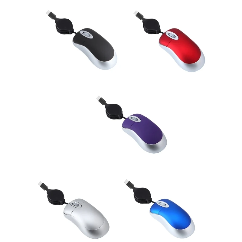 Typ-C-Maus mit Kabel, Laptop-Maus, kabelgebundene Maus, optische Reisemaus, einziehbares Kabel für PC, Desktop-Maus, Notebook Image