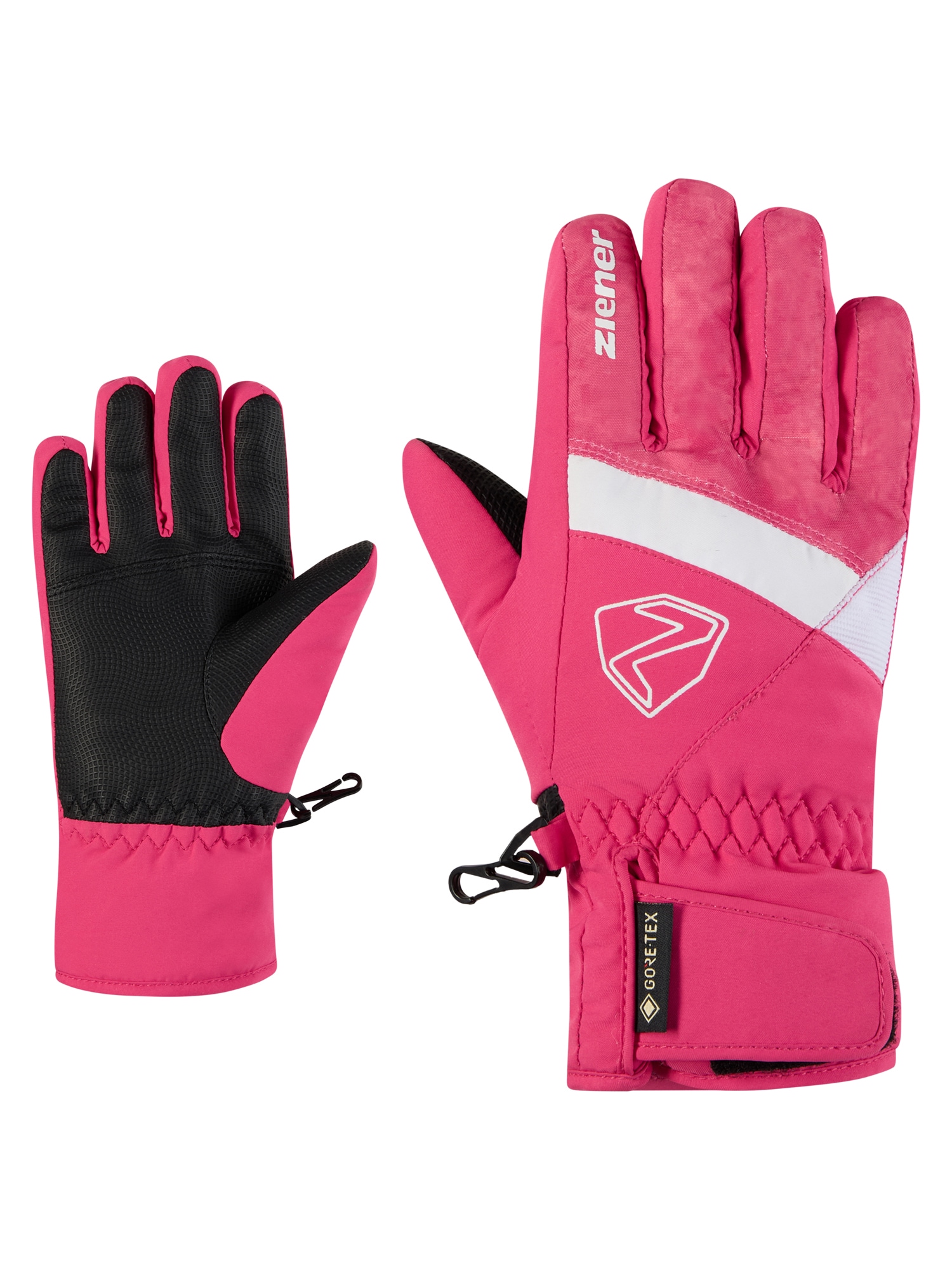 Skihandschuhe ZIENER "LEIF-Z GTX glove junior", Kinder, Gr. 5, tie dye pop pink, Obermaterial: 100% Polyester; Innenhand: 100% Polyester; Futter: 100% Polyester; Wattierung: 100% Polyester (recycelt), Handschuhe Image