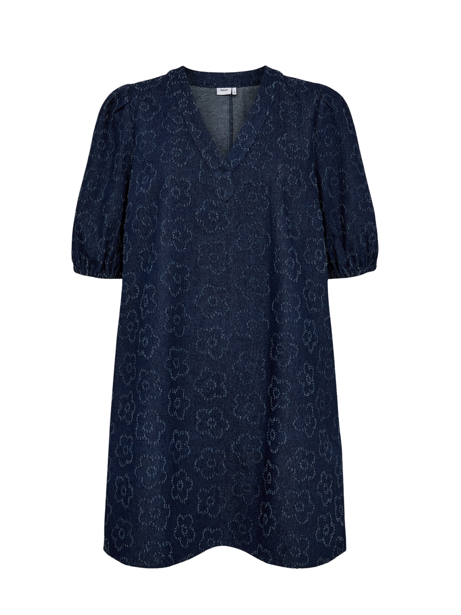 Jerseykleid NÜMPH "Nümph DRESS NUMILLEY", Damen, Gr. 42, dunkelblau denim, Obermaterial: 70% Baumwolle, 30% Polyester, Kleider Image