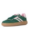 Plateausneaker TAMARIS, Damen, Gr. 39, grün (grün kombiniert), Veloursleder, Lederimitat, unifarben mit Farbeinsatz, modisch, Schuhe, Freizeitschuh, Halbschuh, Schnürschuh mit Kontrastbesatz